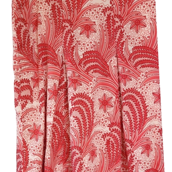 Talbots Plus Sz 14W Red Paisley Pleated Preppy Corpcore Summer A Line Skirt - Picture 9 of 12